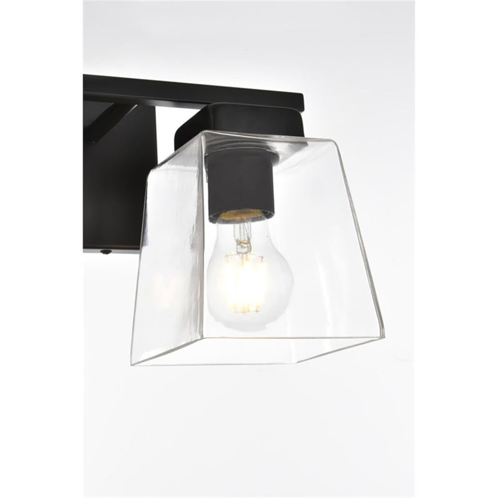 Living District Merrick 2-Light Iron & Glass Bath Sconce in Black/Clear