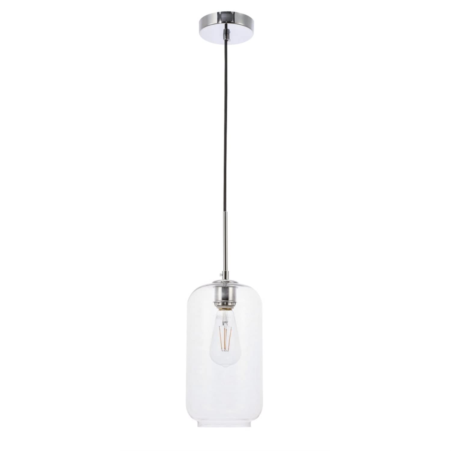 Living District Chrome Pendant Light With Clear Glass Shade - Modern Lighting Fixture