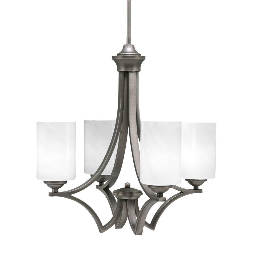 Toltec Lighting 564-GP-3001 Zilo - 4 Light Uplight Chandelier-19.75 Inches Tall and 19.25 Inches Wide, Finish Color: Graphite, Glass Color: White Marble