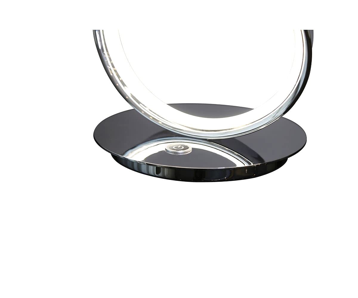 Finesse Decor Amsterdam Chrome Table Lamp - LED Strip, Touch Dimmer, Silver, Model TL-00-6096, Porcelain & Metal Construction