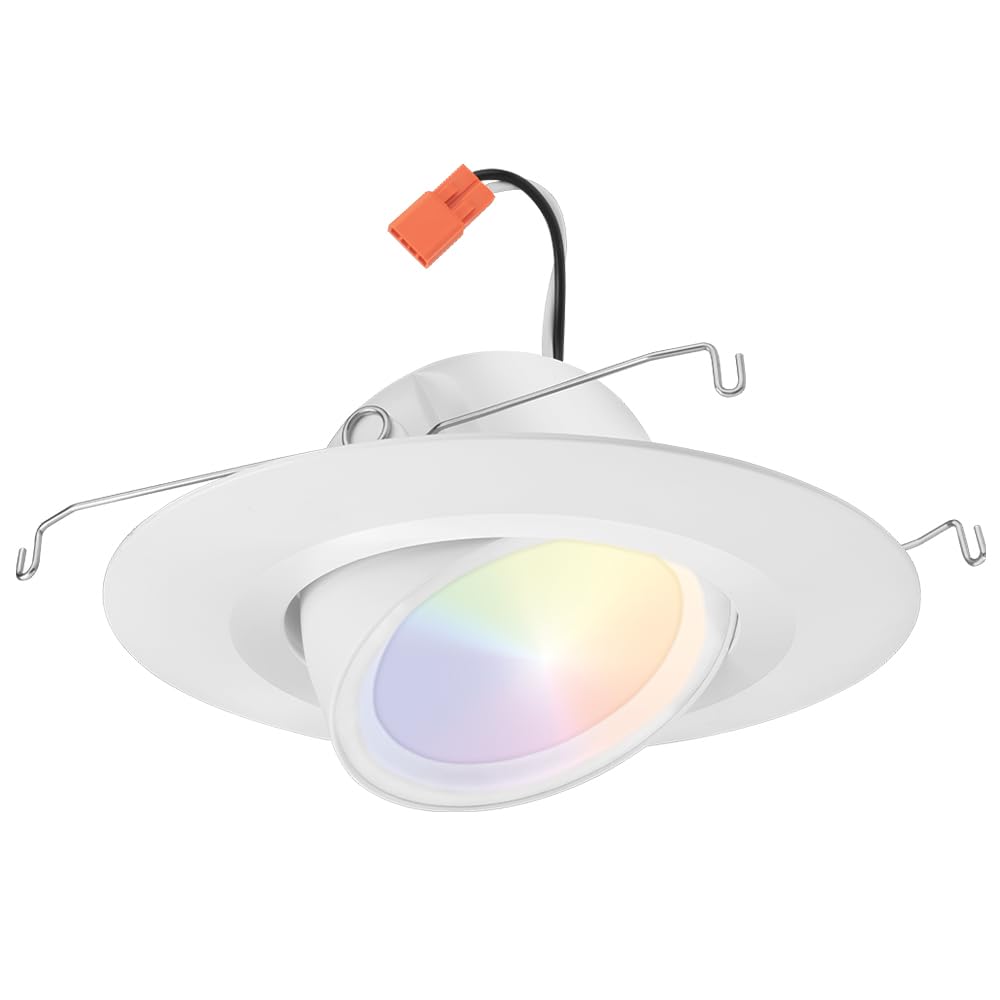 Juno RB56AC RGBW MW L/SKTWHIP M6 RetroBasics Connect Adjustable LED Downlight, Dynamic Color Red, Green, Blue, White, Matte Whit