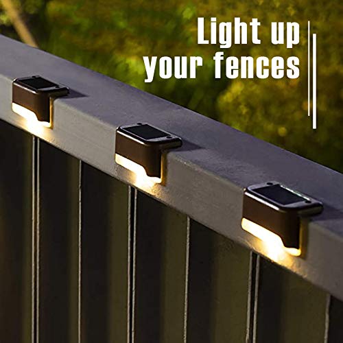 Gigalumi 16 Pack Led Solar Deck Lights, Waterproof For Outdoor Stairs, Warm White, Model 8363, Ideal For Fence And Patio