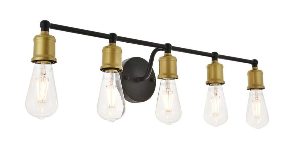 Elegant Lighting Living District Indoor Modern Home Decorative Bright Ceiling Serif 5 Light Brass and Black Wall Sconce