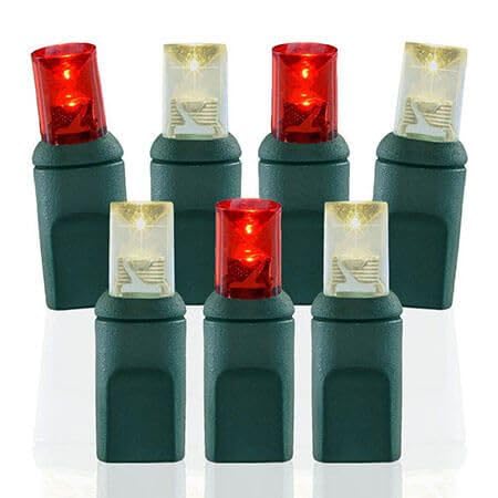 Pro Christmas LED Christmas Lights - 70 Count Wide Angle Conical String Lights - Professional Grade Indoor/Outdoor Commercial Holiday Light Set for Trees  Bushes  & D?cor - 2800K Warm White and Red