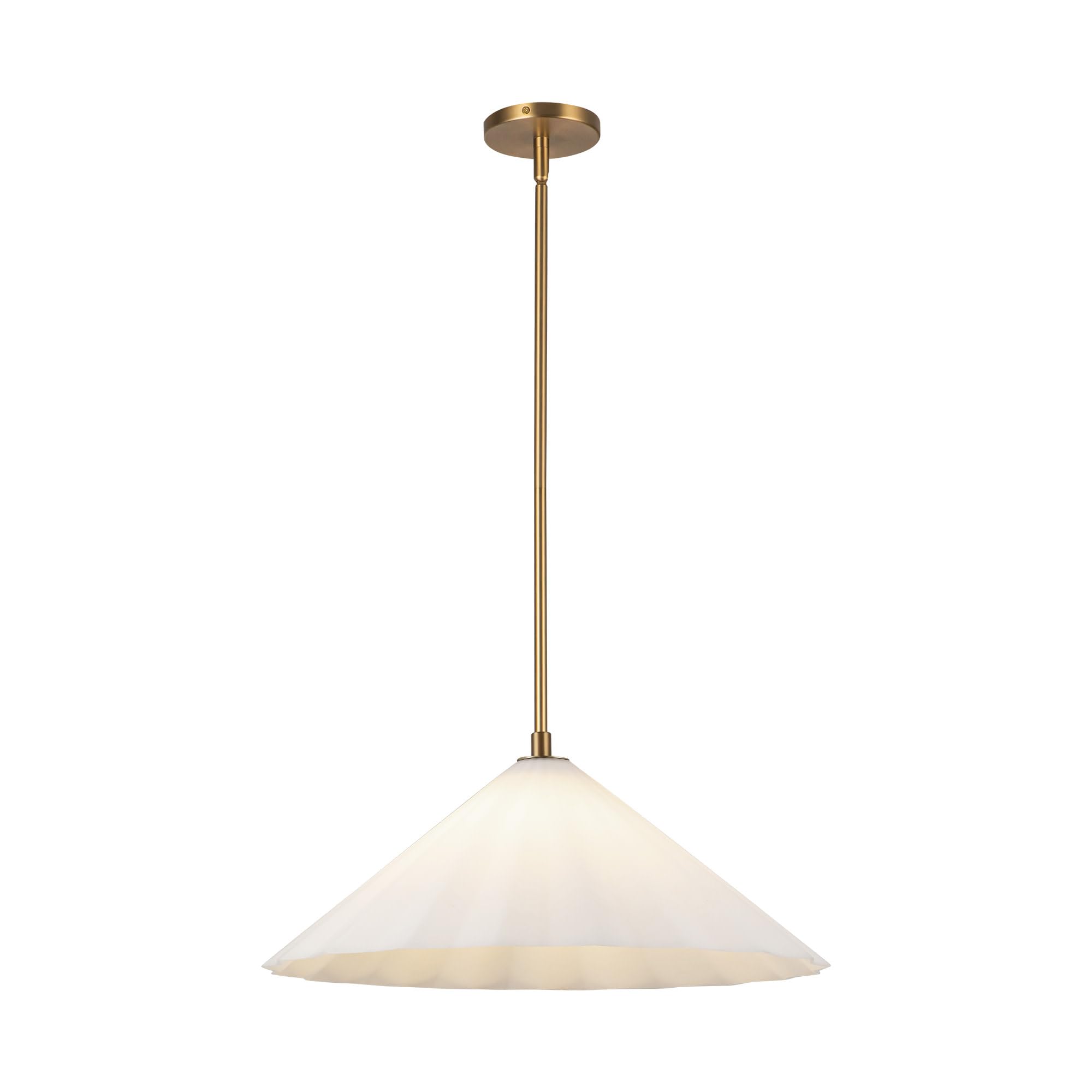 Alora Mood Serena 20 Pendant Light | Aged Gold Finish | Opal Glass Shade | Contemporary Classic Hanging Ceiling Light | Made of 