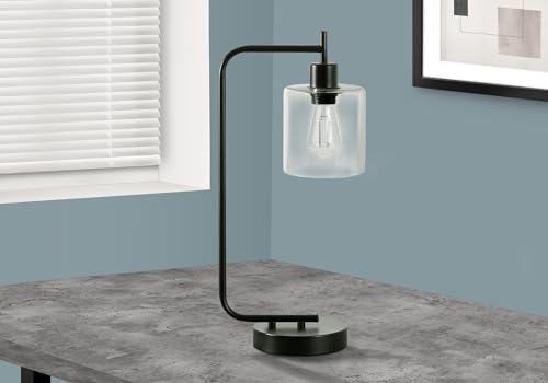 Monarch Specialties 9637 Lightingtable Lamp, Usb Port Included, Black Metal, Glass Shade, Modern Lighting-20 H Table, 9" L X 6" W X 19.75" H