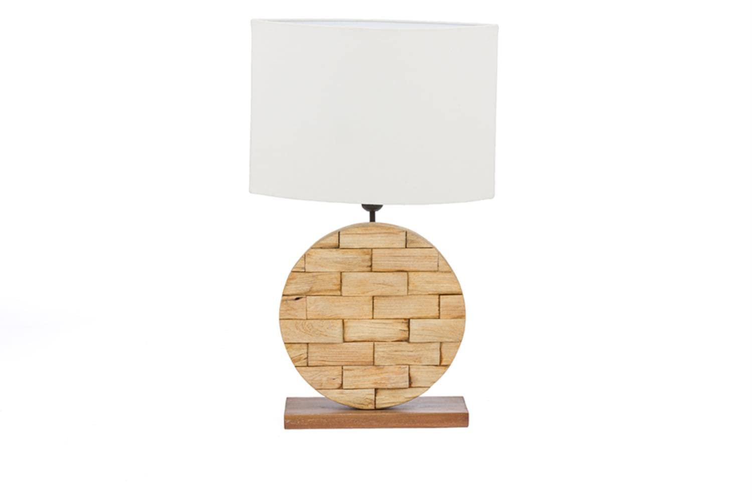 Baxton Studio Budalin Wood And Linen Lamp, White