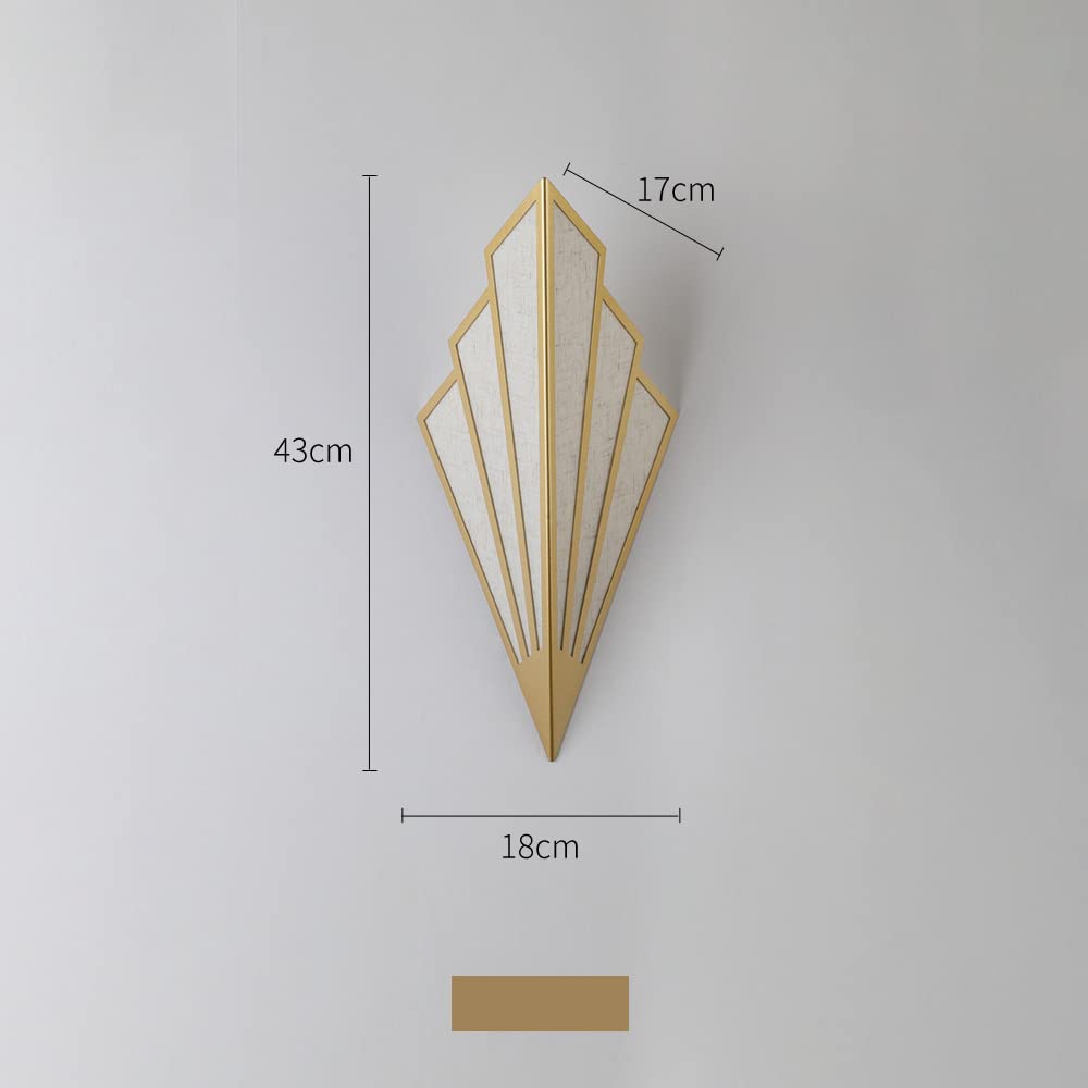 YFMYY Modern Wall Light Sconce, Gold Fabric, E12 Socket, Art Deco Design, Pack of 2