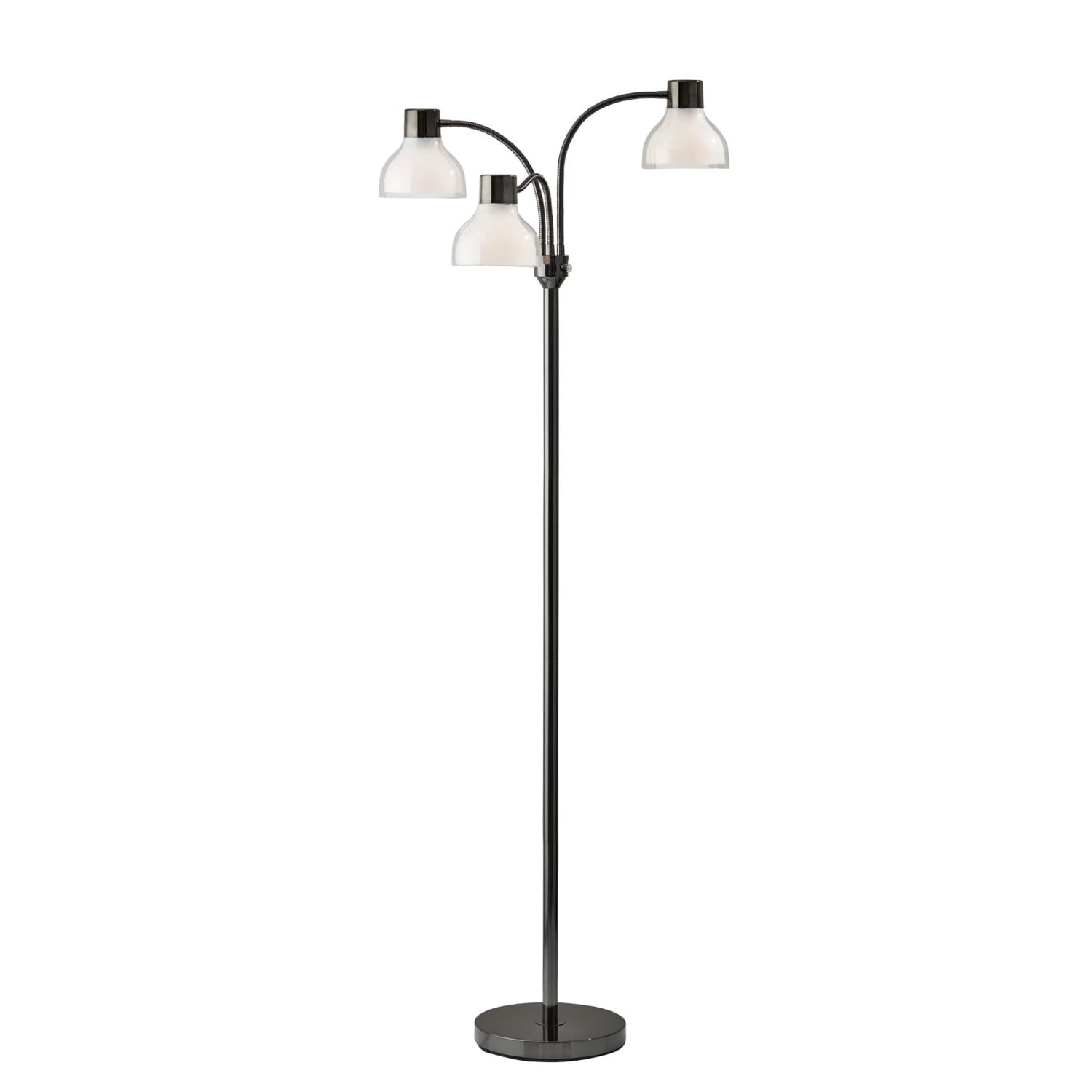 Homeroots 69&quot; Black Three Light Tree Floor Lamp With White Bowl Shade
