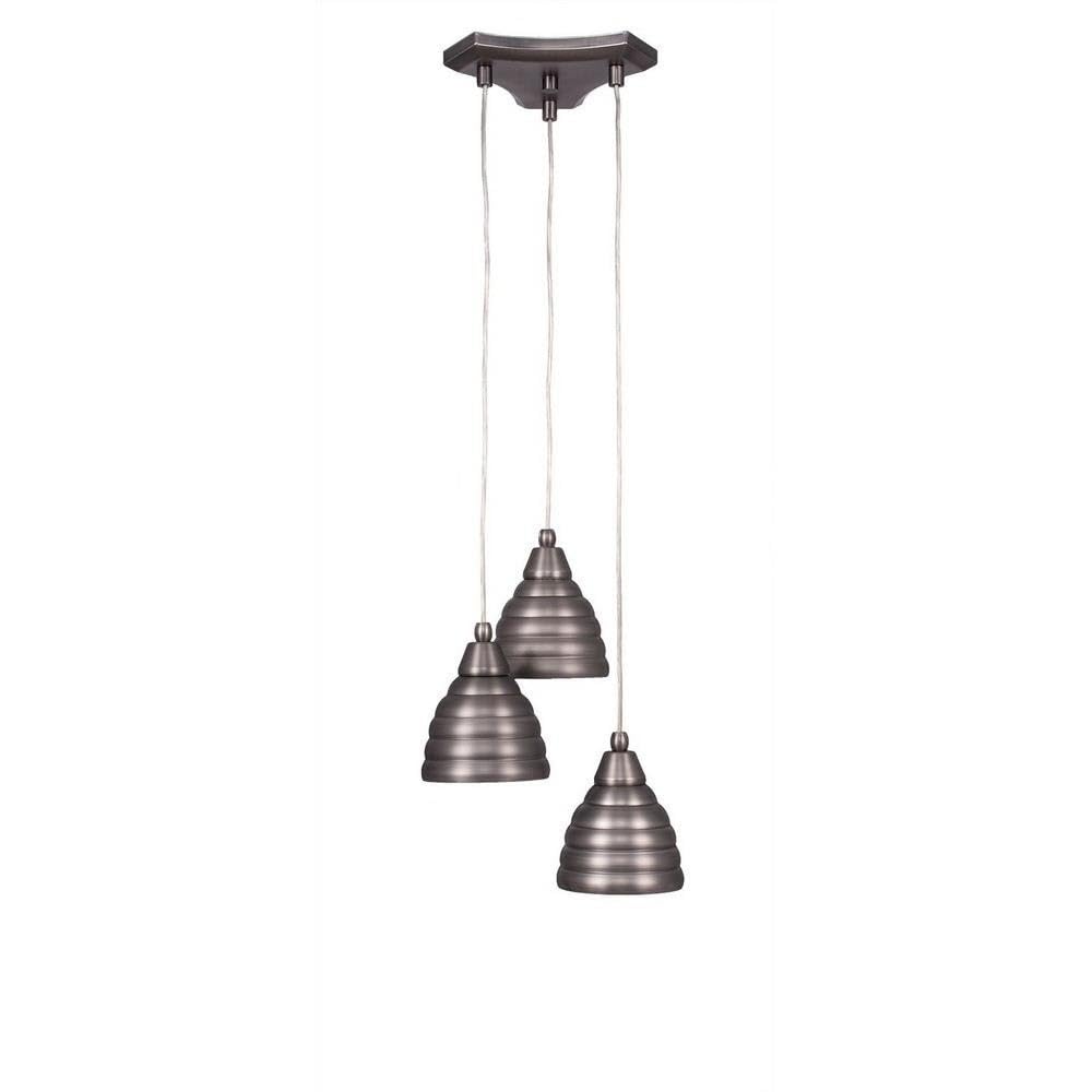 Toltec Lighting Europa 3 Light Cluster Pendalier In Brushed Nickel (28-Bn-425)