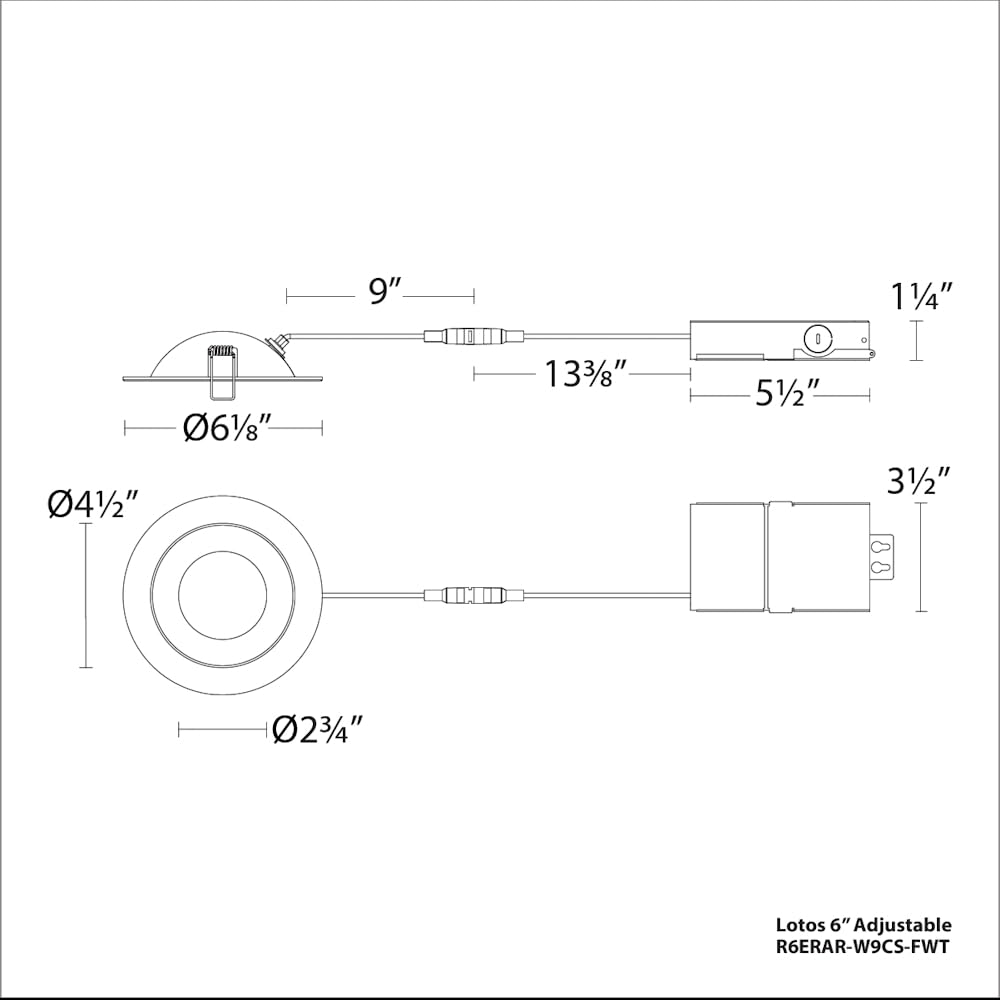 Wac Lighting Lotos 6In Fire Rated Led Round Adjustable 5-Cct Selectable 2700K-3000K-3500K-4000K-5000K Recessed Kit In White