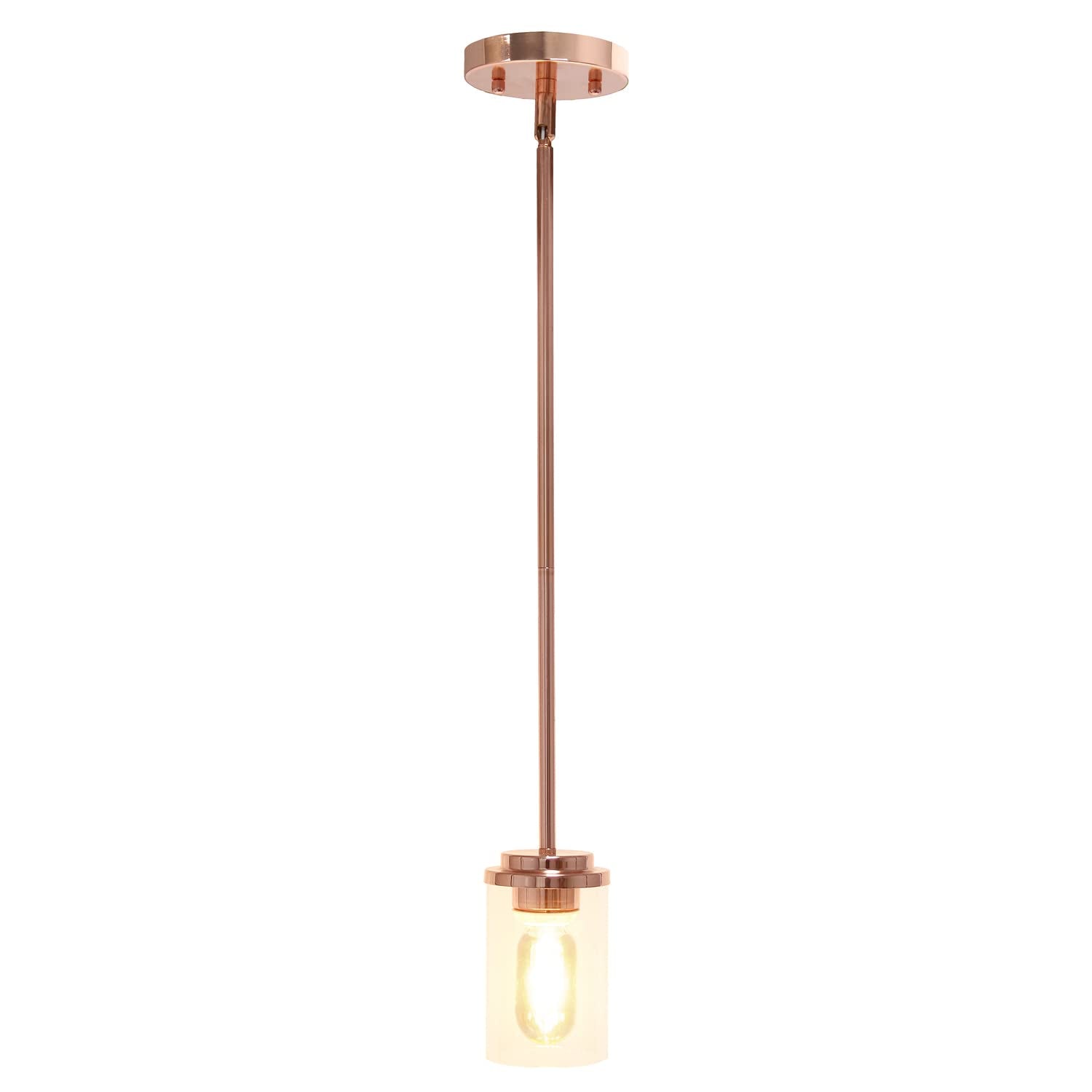 Elegant Designs Pendant Light, 1-Lt, Antique Brass, Modern Farmhouse, Clear Glass, 5.75in Height, Model PT1020-ABS