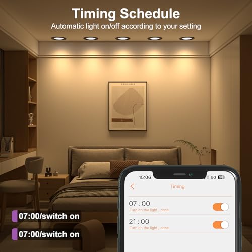 Hydong Smart Recessed Lighting  5/6 Inch  Compatible With Alexa  Smart Led Downlight  13W 1050Lm Led Lights  Smart Can Lights Multicolor App Dimmable  4-Pack