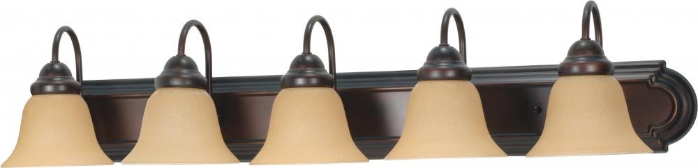 Nuvo 60/1267 Five Wall-Vanity Light Fixture, 5, Mahogany Bronze/Champagne Glass