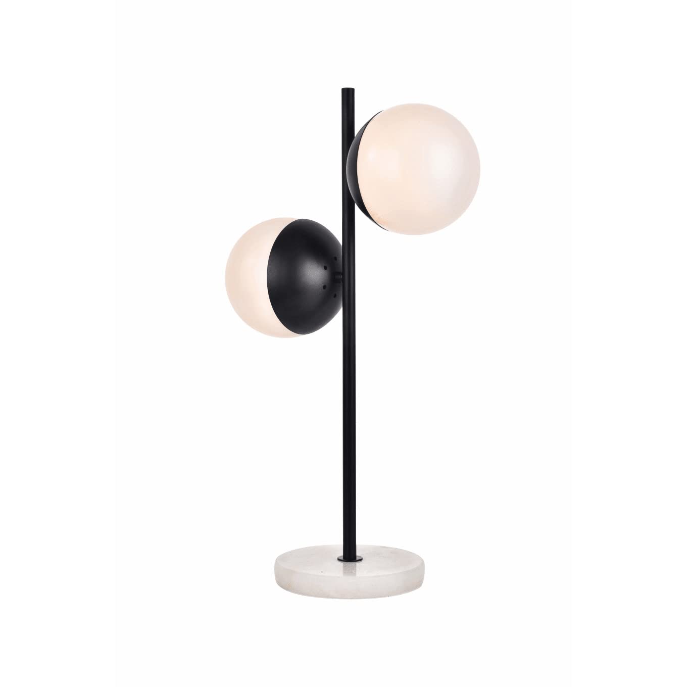 Living District Eclipse 2-Light Metal & Glass Table Lamp in Chrome/Frosted White