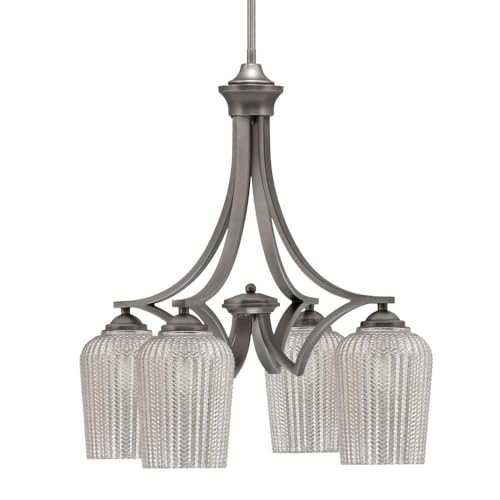 Toltec Lighting 568-Gp-4253 Zilo - 4 Light Downlight Chandelier-22 Inches Tall And 20 Inches Wide, Finish Color: Graphite, Glass Color: Silver Textured