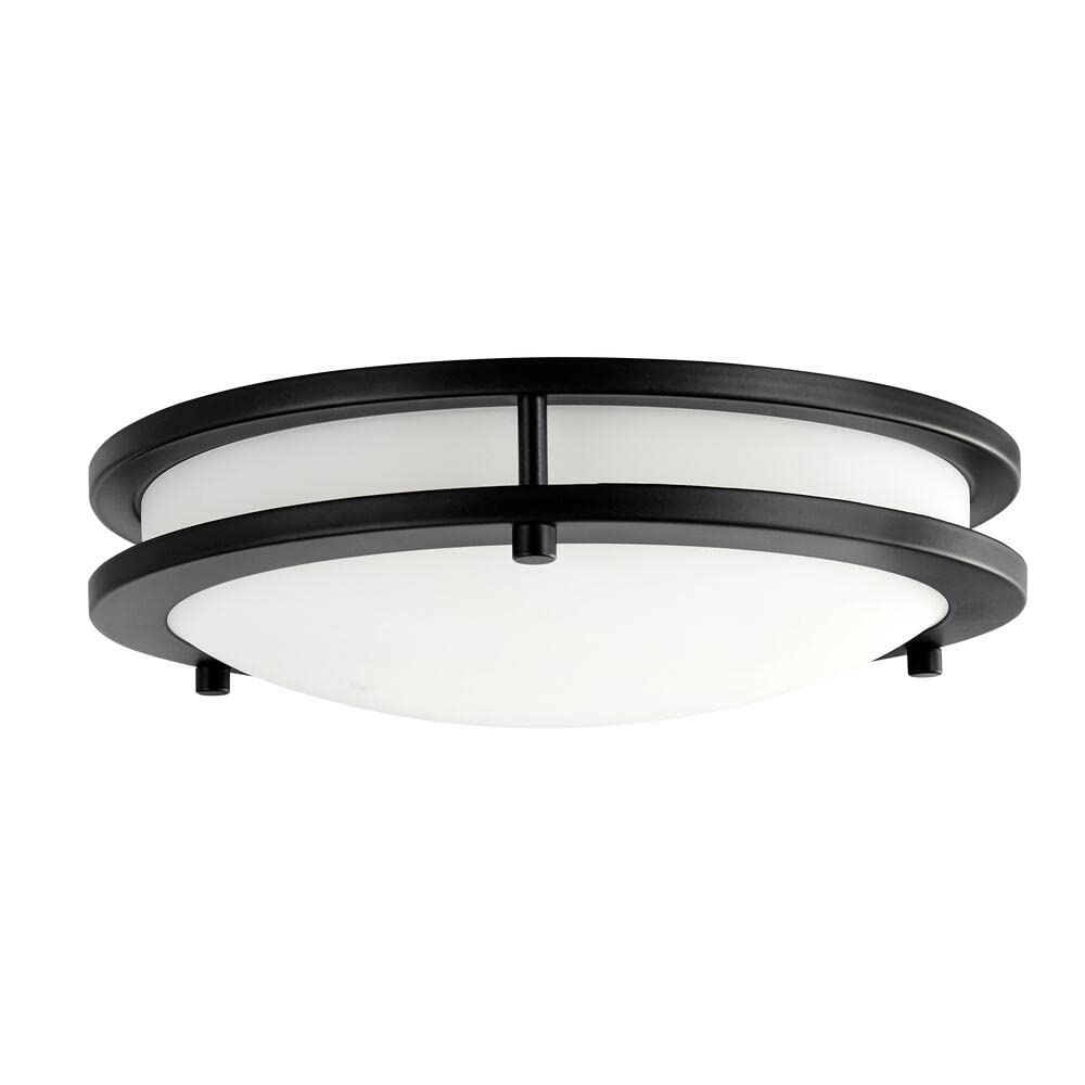 DESIGNERS FOUNTAIN Flush Mount Ceiling Light, 14in LED, Dimmable, 1400 Lumens, 3000K/4000K/5000K, Matte Black