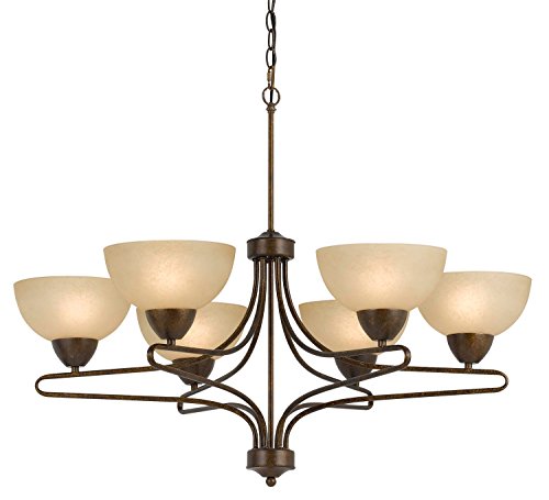 Cal Lighting Fx-3529/6 Transitional Six Light Chandelier From Romano Collection In Bronze/Dark Finish, 33.00 Inches