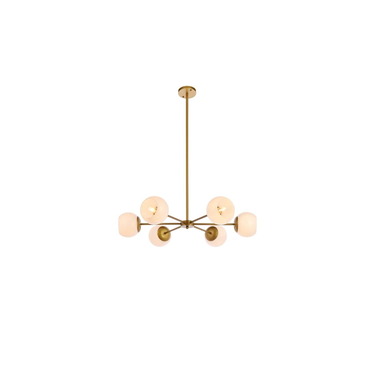 Living District Briggs 6-Light Mid-Century Metal Pendant in Brass and White