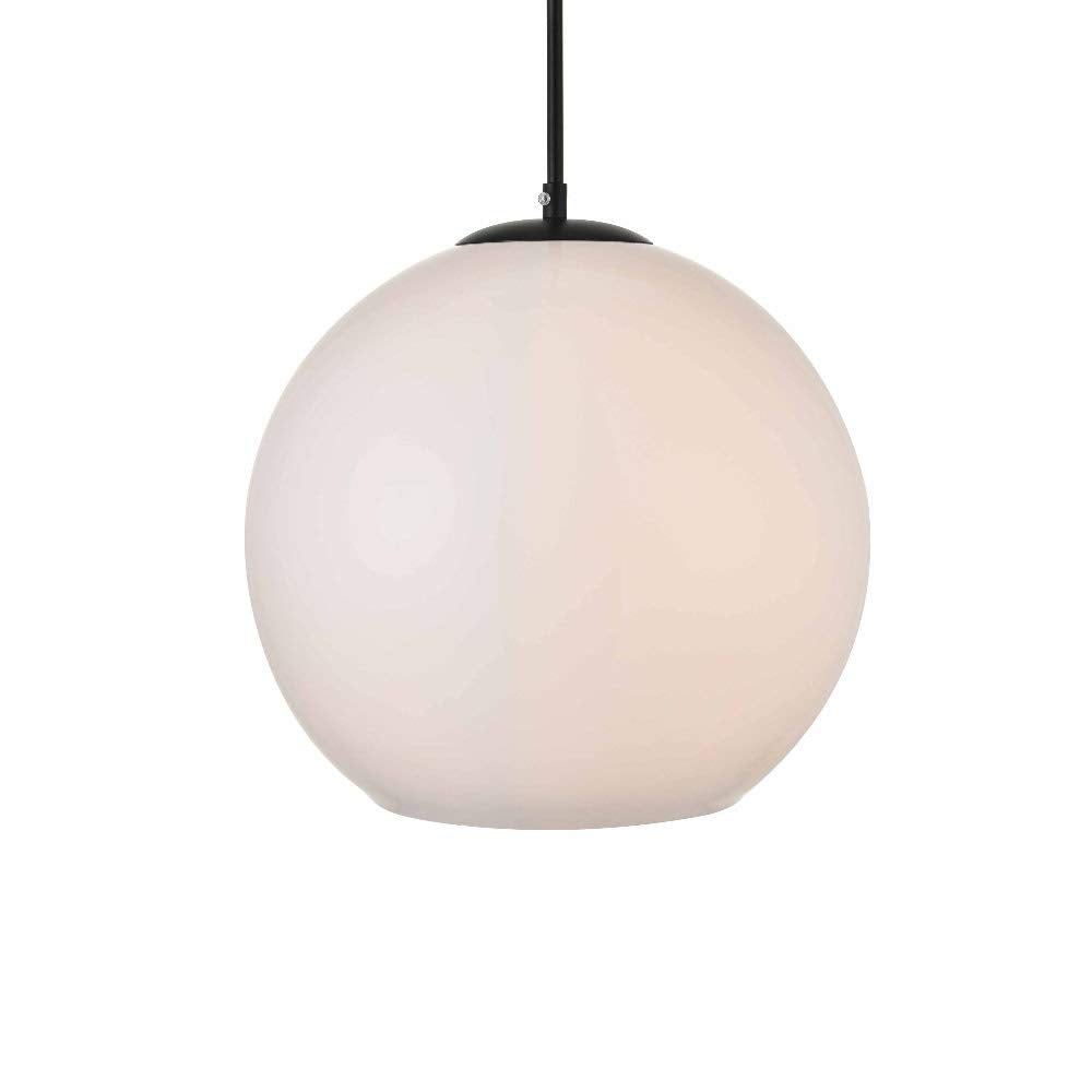 Elegant Lighting Living District Baxter 1-Light Metal Pendant - Black and Frosted White