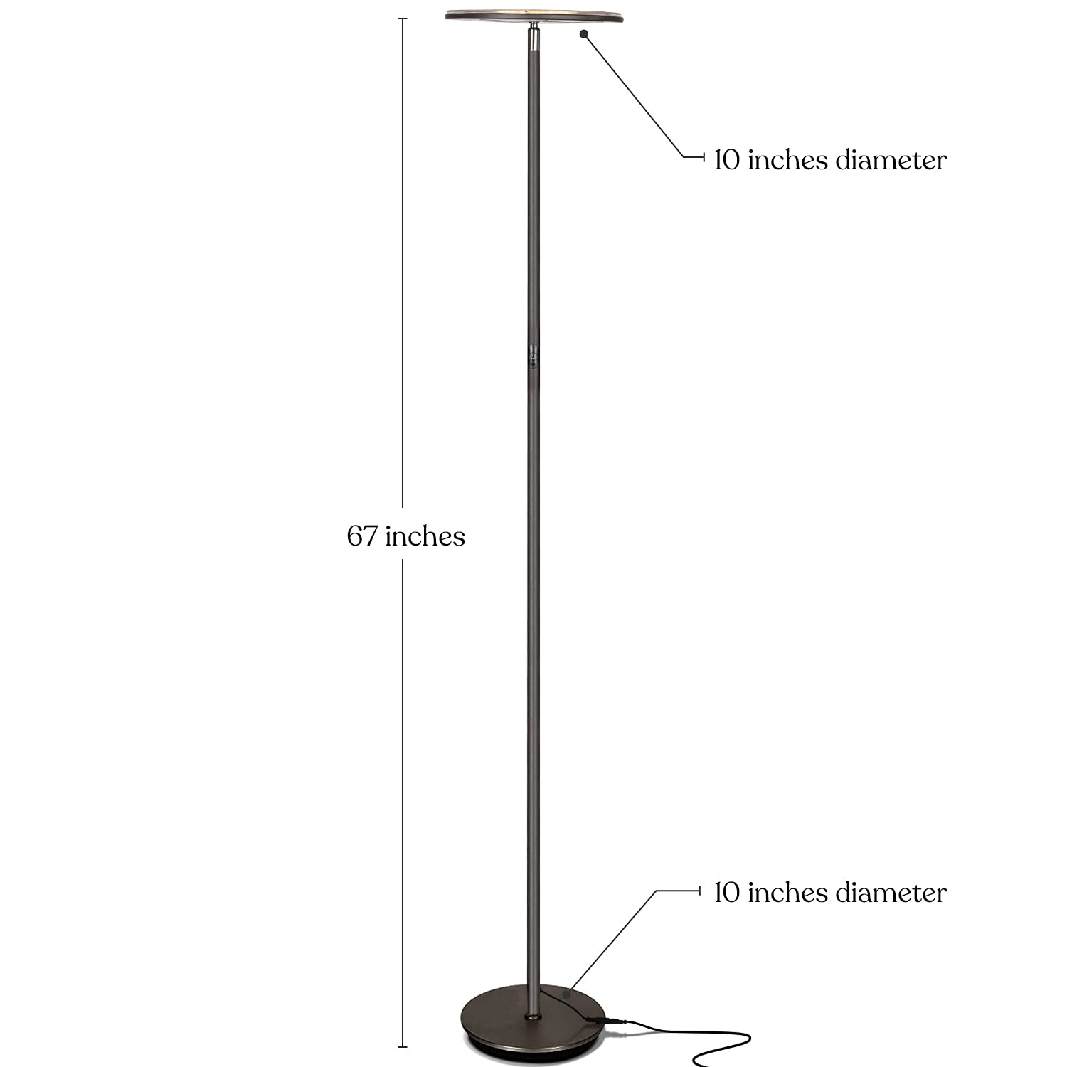 Brightech Sky Flux Dimmable Led Floor Lamp - Super Bright Floor Lamp For Living Room And Offices - Torchiere Standing Lamp With