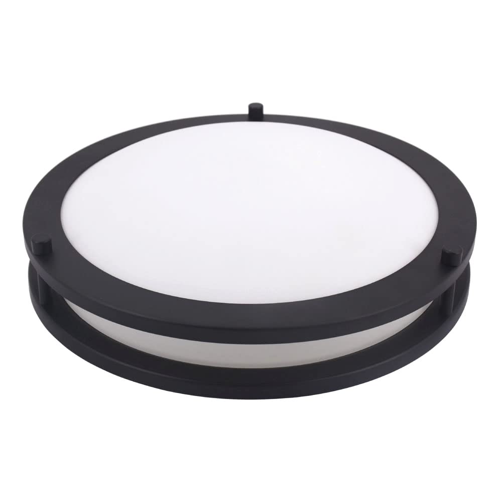 DESIGNERS FOUNTAIN Flush Mount Ceiling Light, 14in LED, Dimmable, 1400 Lumens, 3000K/4000K/5000K, Matte Black