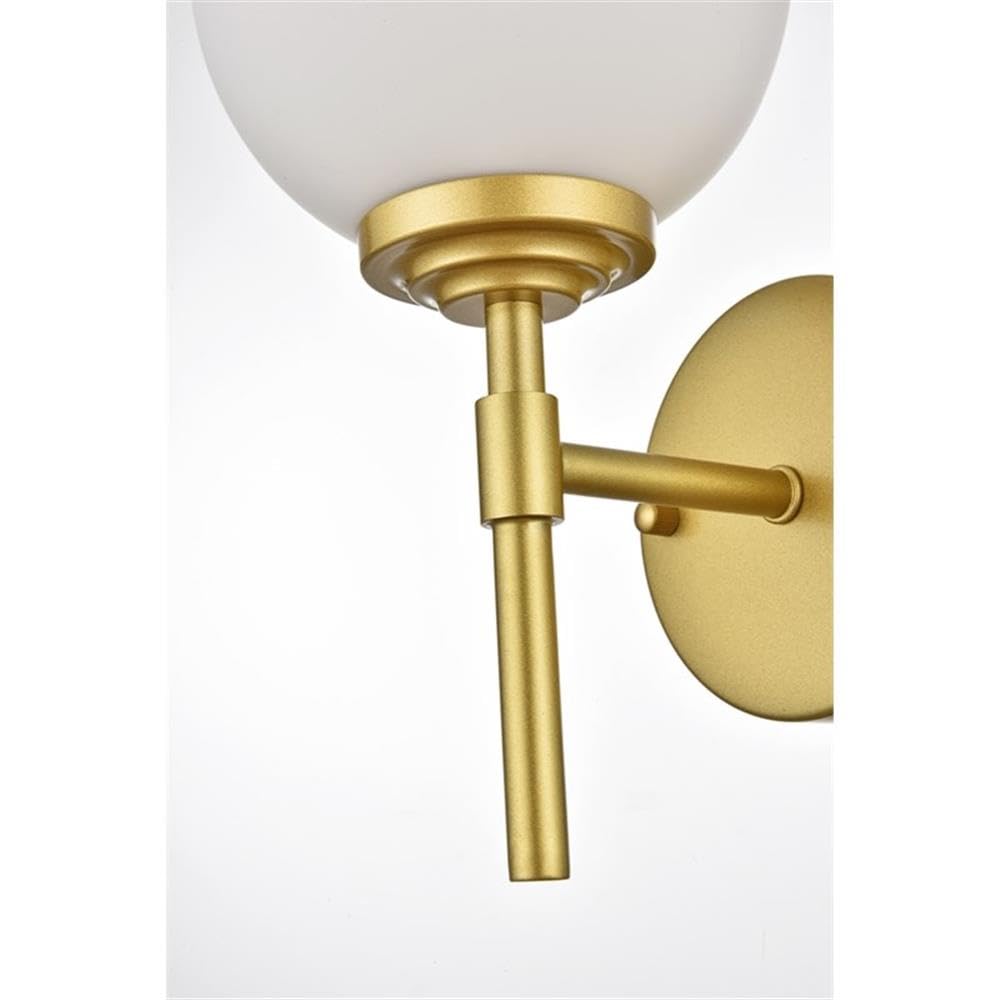 Living District Ansley 1-Light Iron & Glass Bath Sconce in Brass/Frosted White