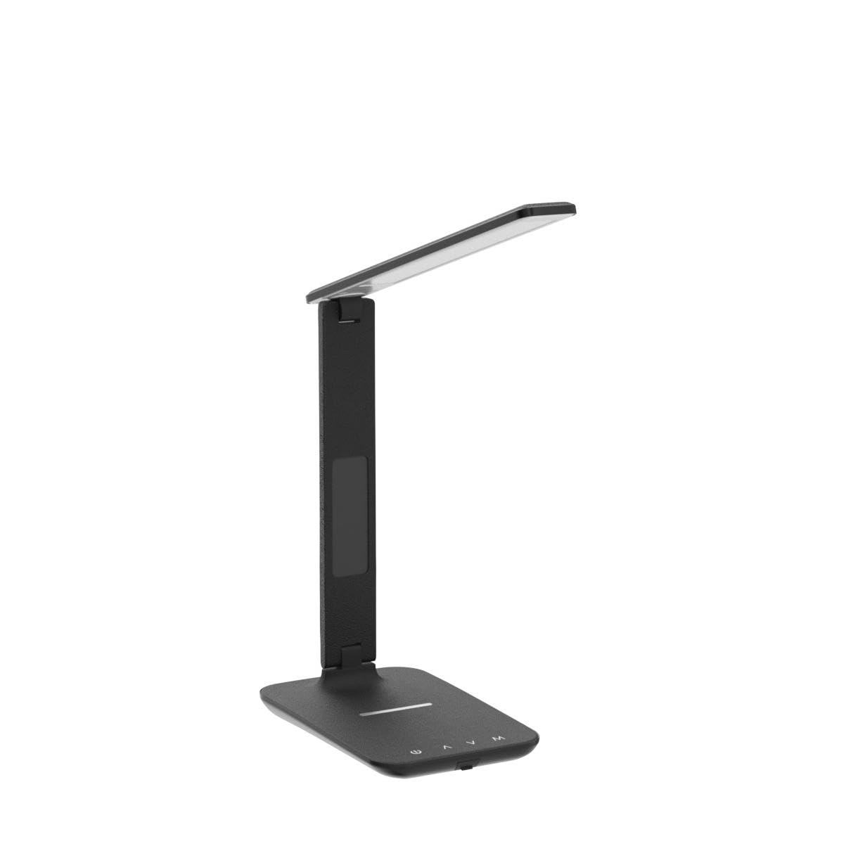 XIZDDL LED Desk Lamp with Wireless Charger, USB Port, Built-in Clock, Black, Model NIVEOLI