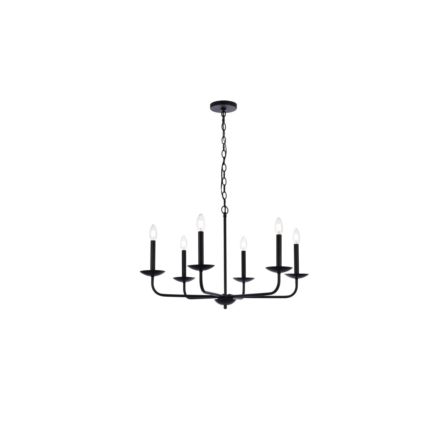 Living District Cohen 6-Light Mid-Century Metal Pendant in Black Finish