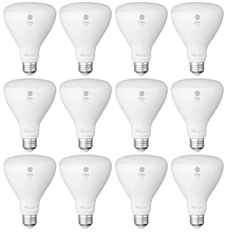 GE Dimmable Soft White LED Flood Light Bulb, 65W Equivalent, 12 Pack, Br30, 3X Life
