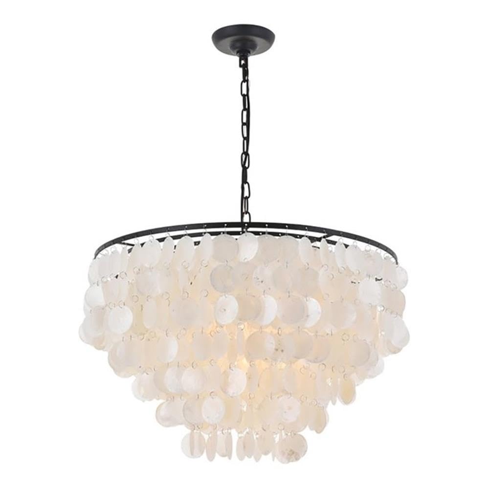 Living District Selene 6-Light Mid-Century Metal Pendant in Black and White