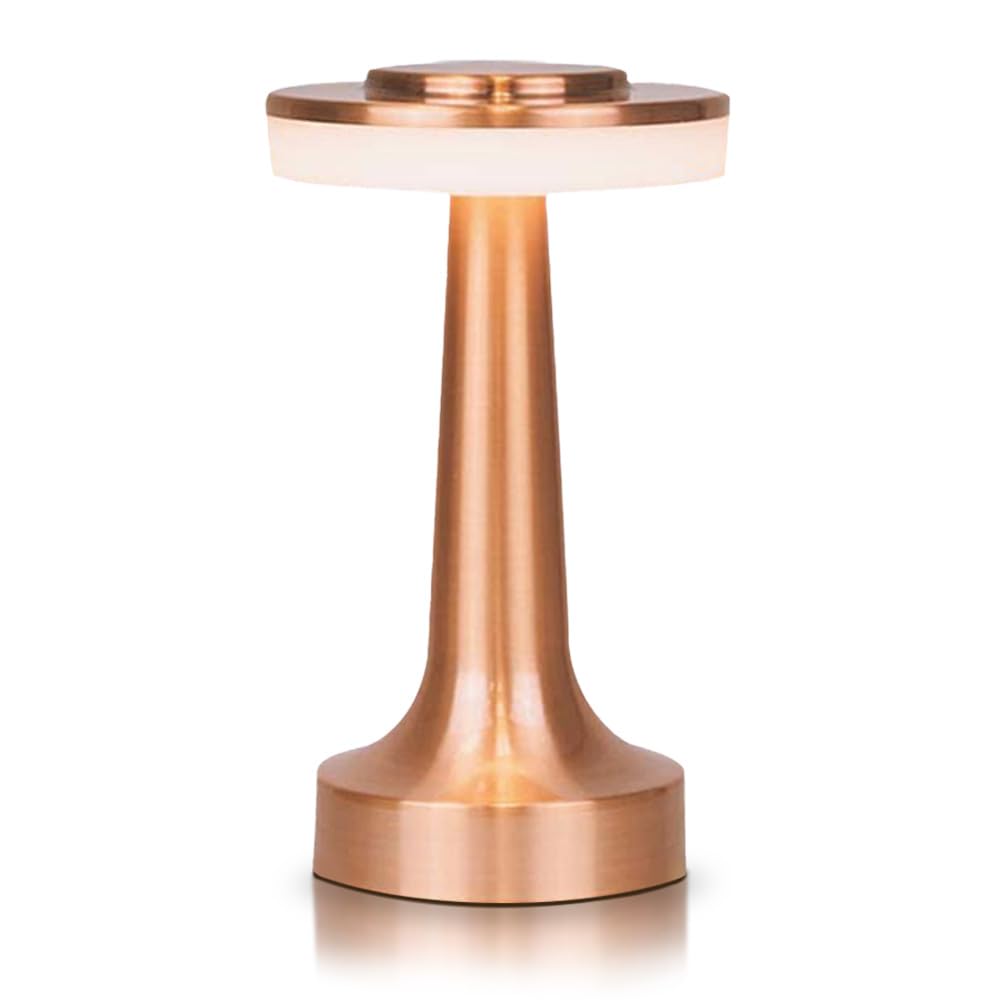 Jhpgeoe Cordless Metal Desk Lamp, Touch Sensor Control Led Table Lamp,3 Color Stepless Dimmable Battery Powered Lamp For Living 