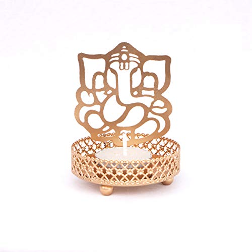 MF HANDICRAFTS Lord Ganesh Decorative Shadow Candle Holders Diwali Diya (puja Deepak) ,Metal