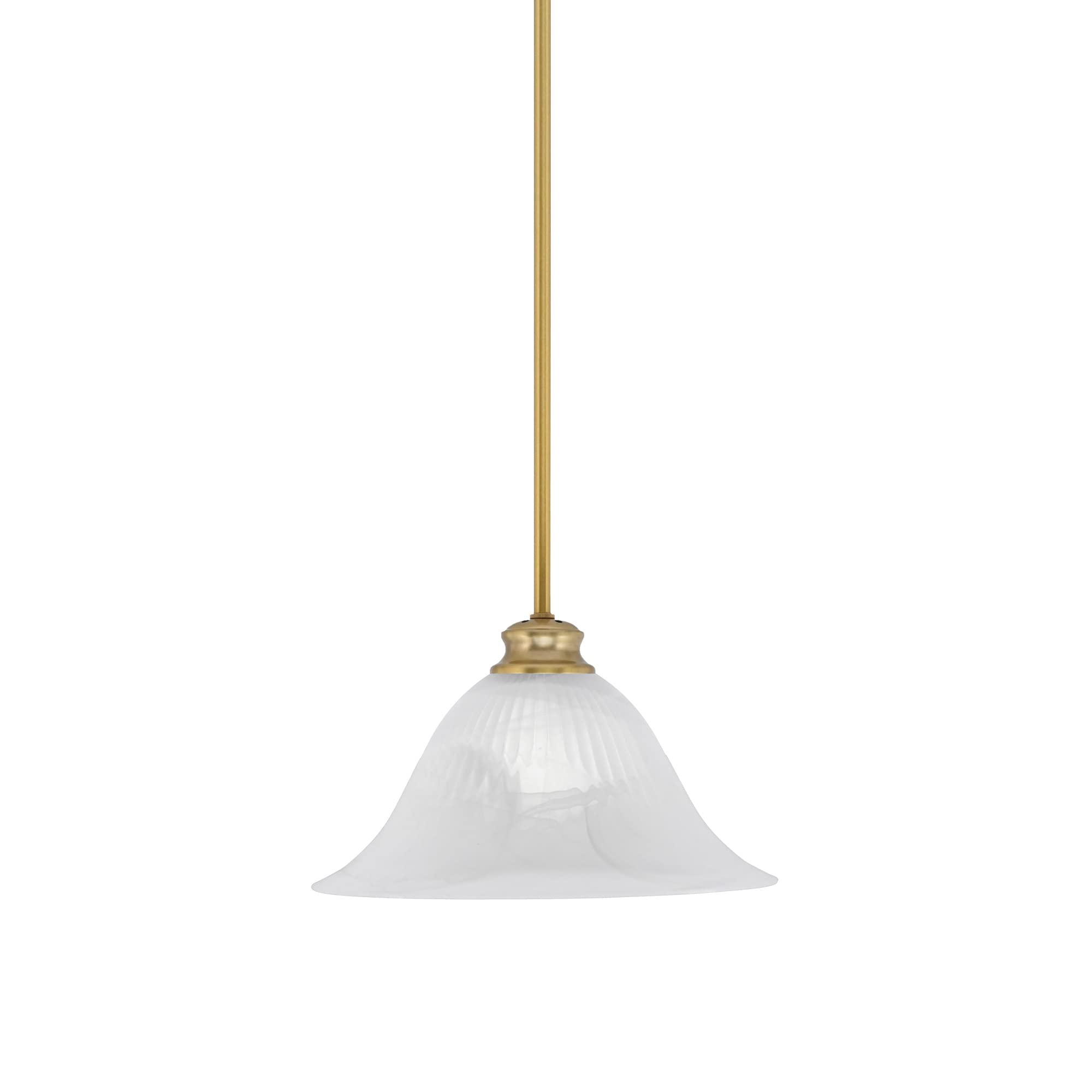 Toltec Lighting Stem Pendant with Hang Straight Swivel Shown in New Age Brass Finish with 14&quot; White Alabaster Glass