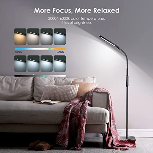 LASTAR LED Floor Lamp, Dimmable 3000K-6000K, 4 Brightness Levels, Flexible Gooseneck, Model CM006 for Living Room & Office