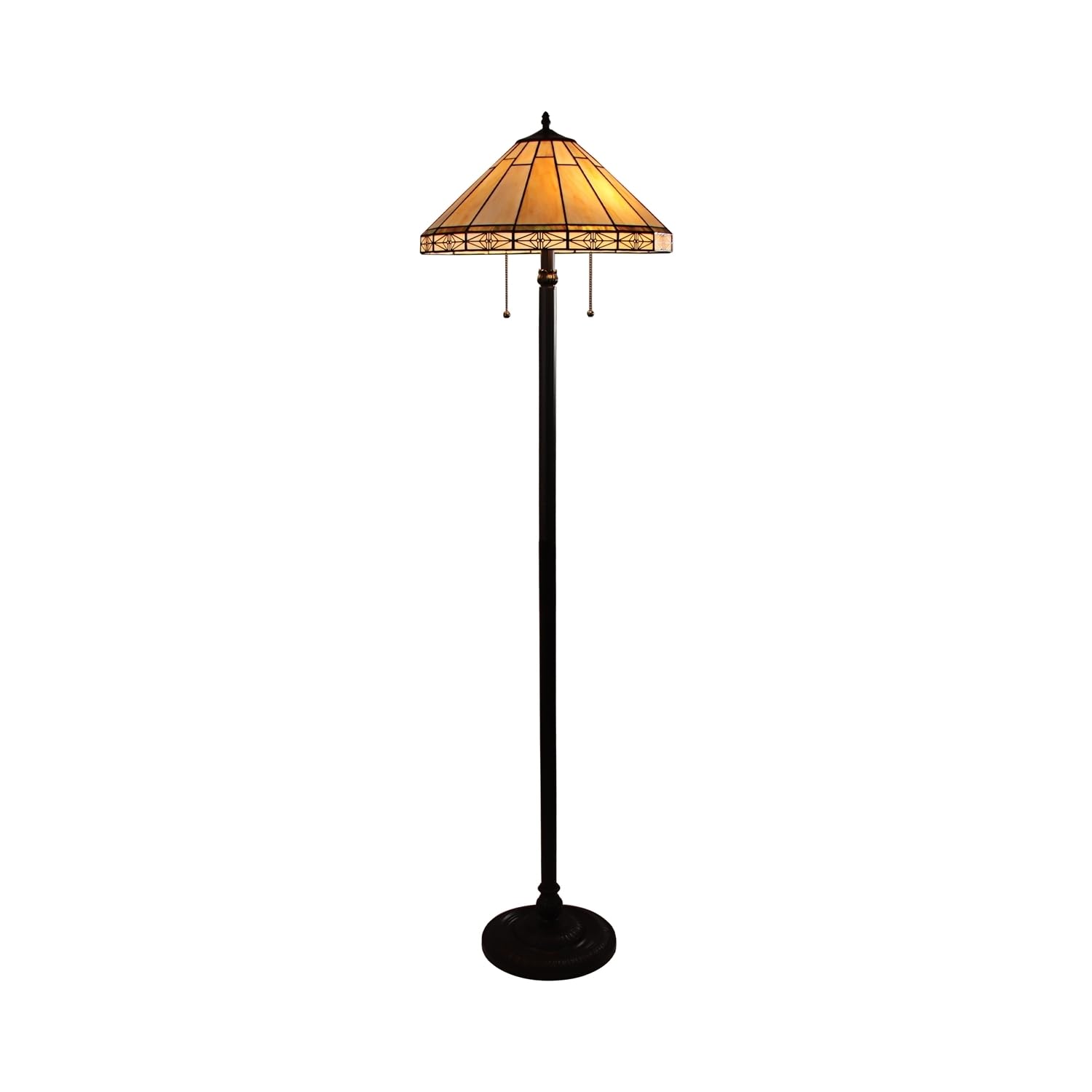 Chloe Lighting Tiffany-Style Floor Lamp, 2 Light, 18in  Wide, Blackish Bronze, Multicolor, Model CH31315MI18-FL2