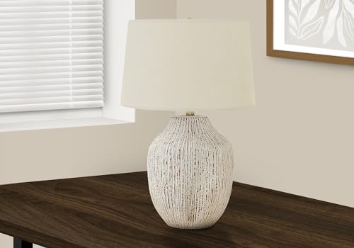 Monarch Specialties I 9719 Lightingtable Lamp, Cream Ceramic, Ivory/Cream Shade, Transitional
