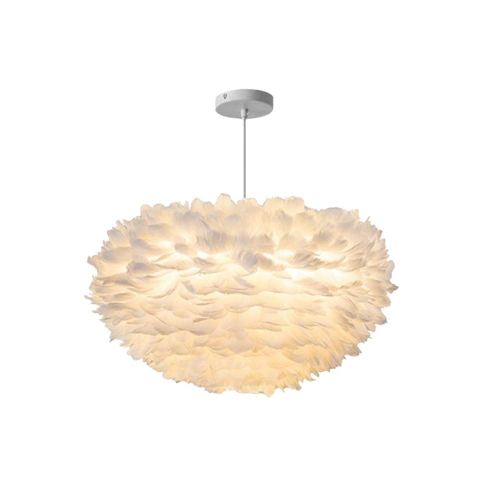 KCO Lighting Nordic Feather Pendant Light Metal 23.6in White Model L1053 for Girls Room Living Room Bedroom Decoration