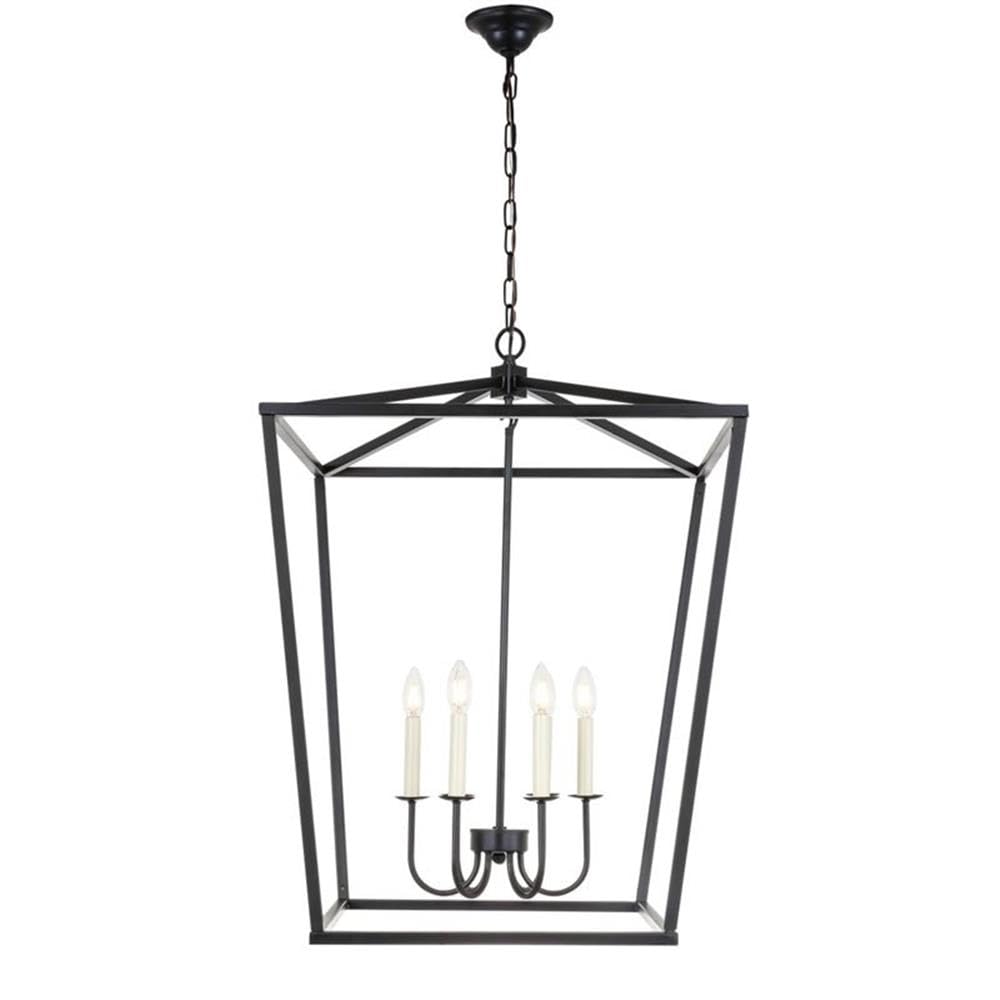 Living District Maddox 6-Light Black Metal Chandelier - Modern Ceiling Fixture