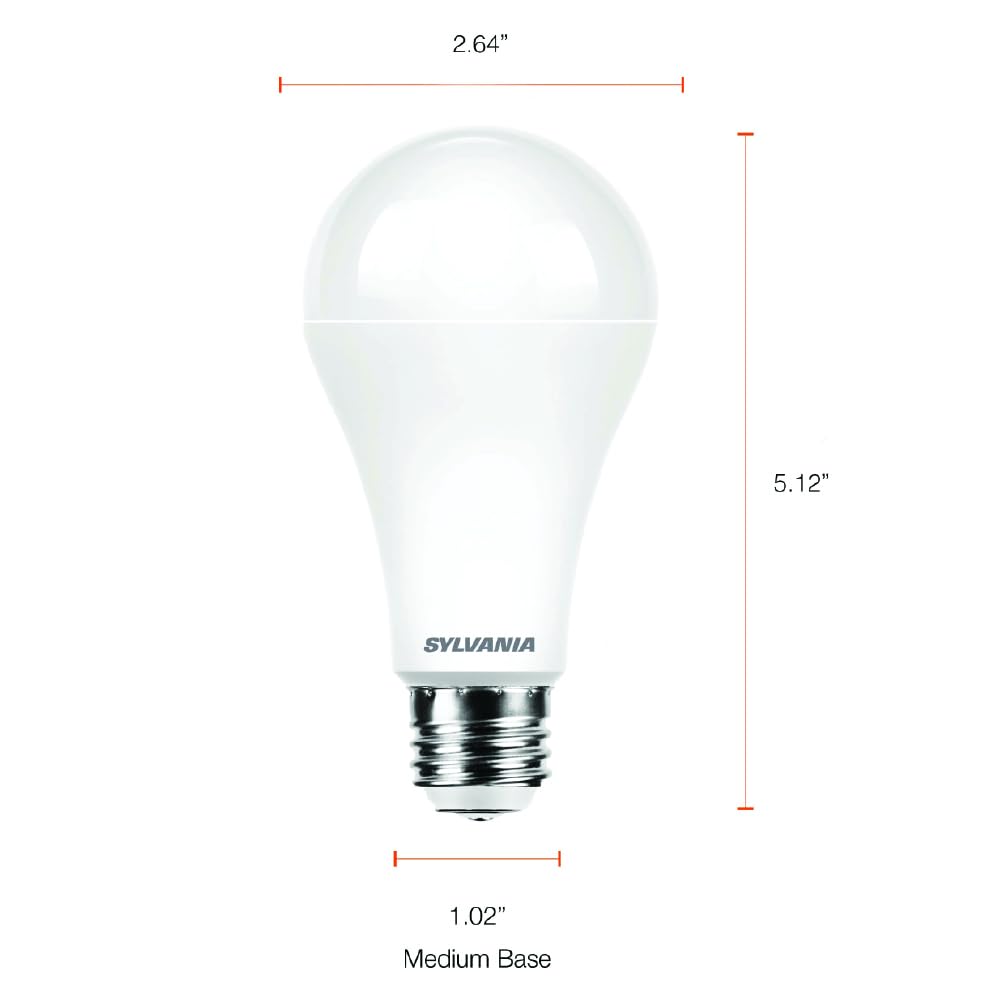 LEDVANCE Sylvania 3-Way LED Light Bulb, 600/1500/2150 Lumens, 5000K Daylight, Frosted Glass, Model 42053,
