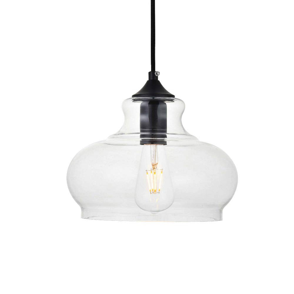 Living District Destry 1-Light Metal Pendant in Black and Clear