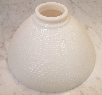 B&P Lamp I.E.S Style Reflector Shade, 8 Inch Diameter, White Opal Glass, Waffle Pattern, Model 8391ALS
