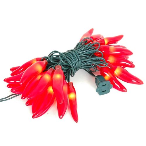 Novelty Lights CP-35 Chilli Pepper Mini Light Set, 35 Lights, 11 Long, Red, Green Wire, Filament Material