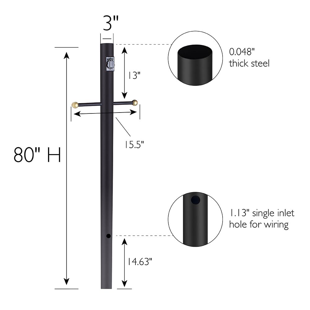 Design House Oak Creek Outdoor Light And Lamp Post Bundle - Plastic Cross Arm - Traditional Clear Glass - For Driveways, Yards,