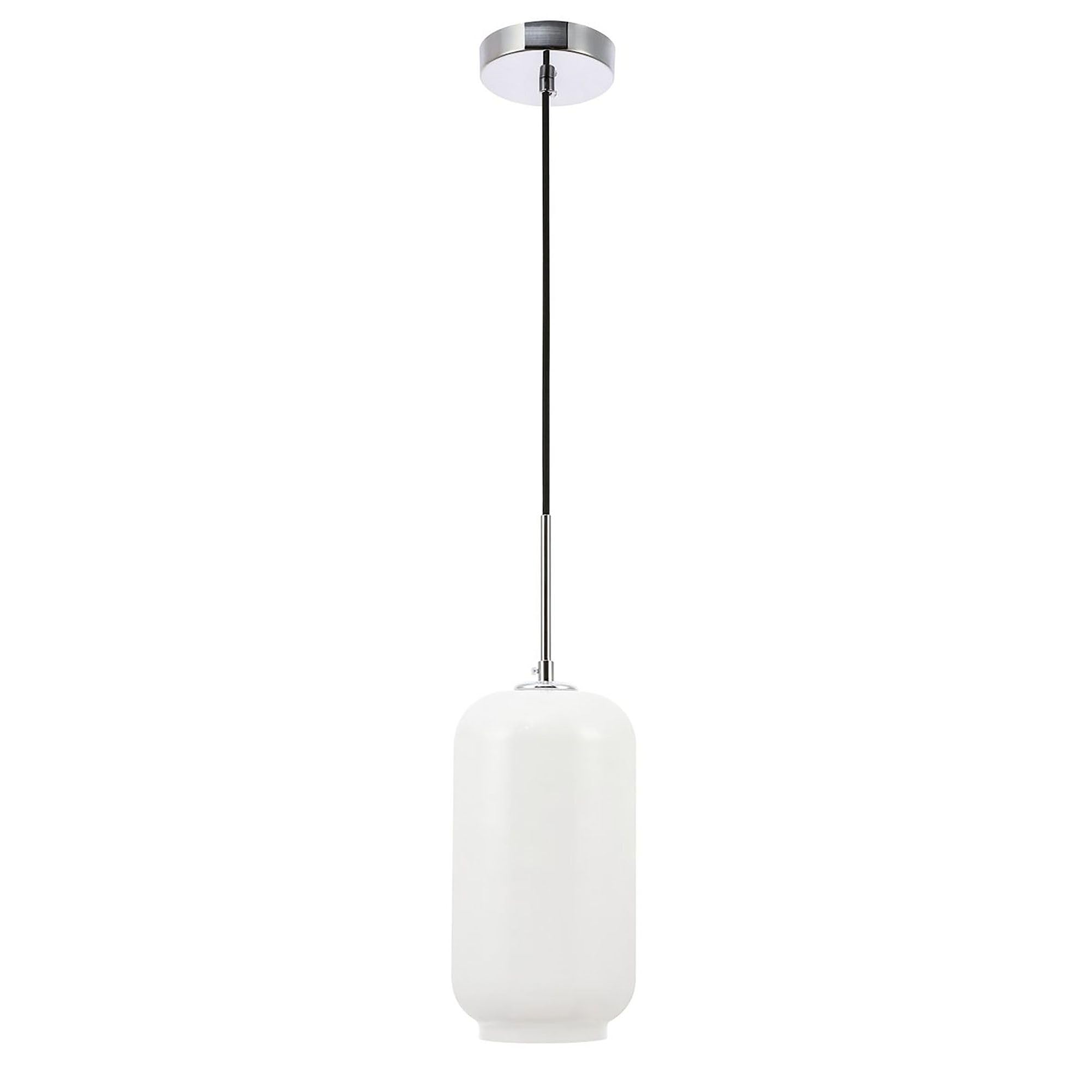 Living District Chrome Pendant Light With Frosted White Glass - Modern Ceiling Fixture