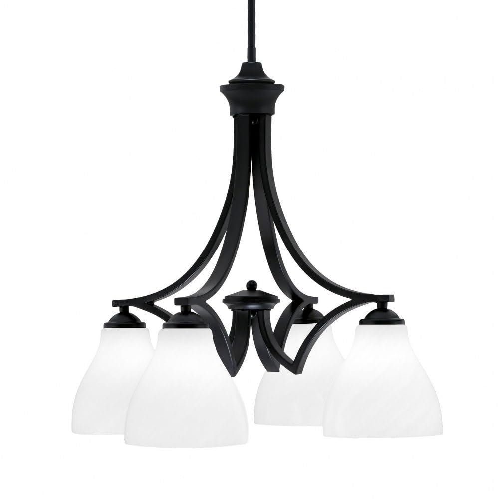 Toltec Lighting 568-Mb-4761 Zilo - 4 Light Downlight Chandelier-20.75 Inches Tall And 21.5 Inches Wide, Finish Color: Matte Black, Glass Color: White Marble