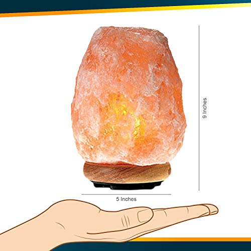 Himalayan Glow Salt Lamp - Dimmer Switch, 5 Lbs, Orange, Model 1001, Wooden Base