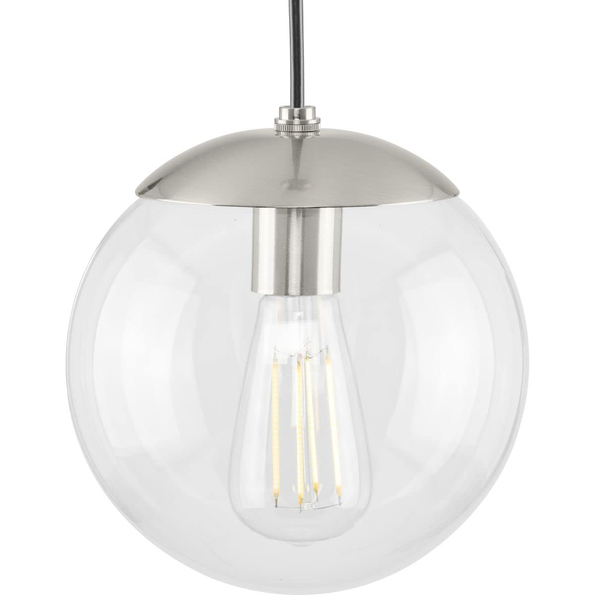 Progress Lighting Atwell Collection 1-Light Pendant Light Brushed Nickel Clear Glass 8.75x8.00x8.00 Model P500309-009