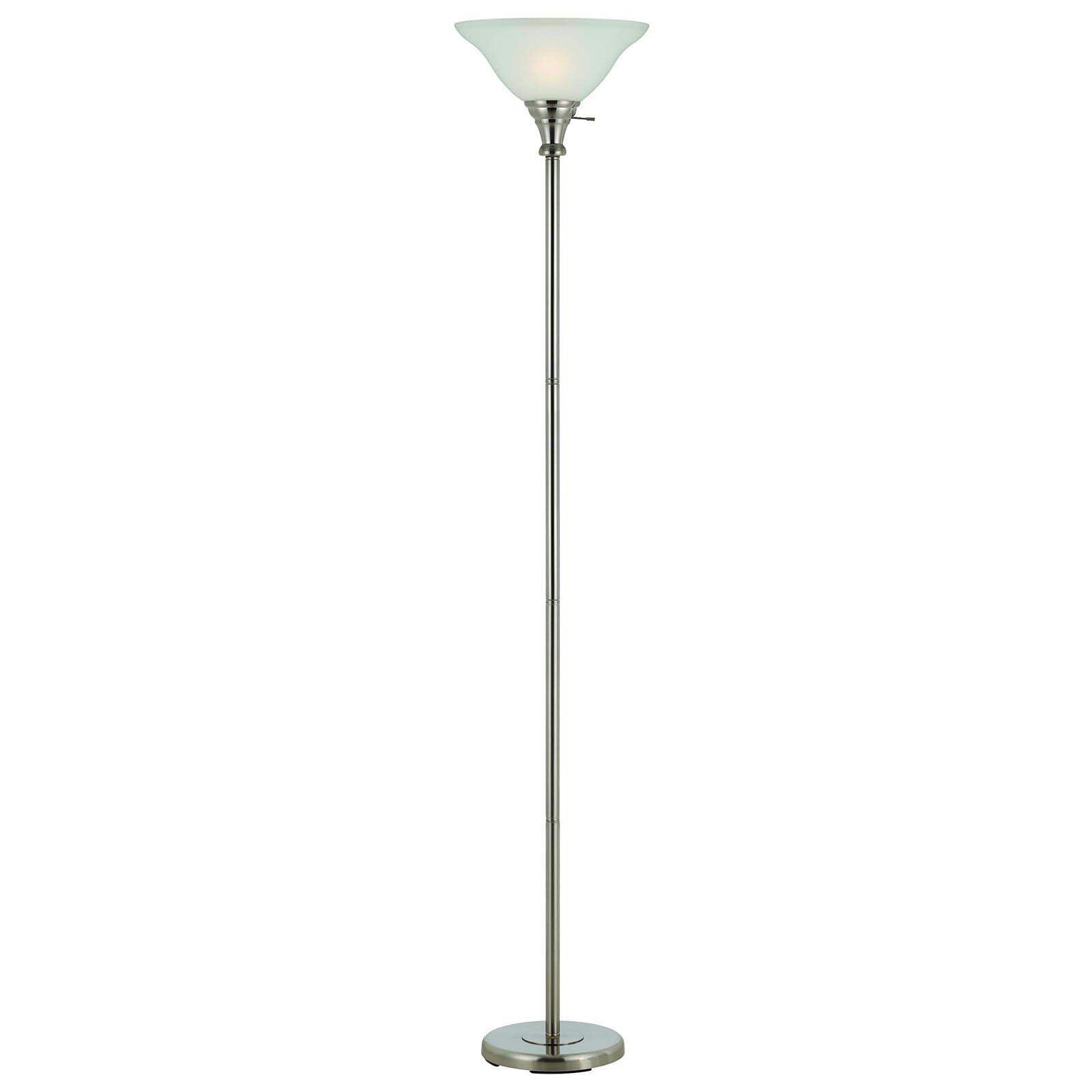 HomeRoots Torchiere Floor Lamp with Clear Frosted Glass Dome Shade, 71 in. Height
