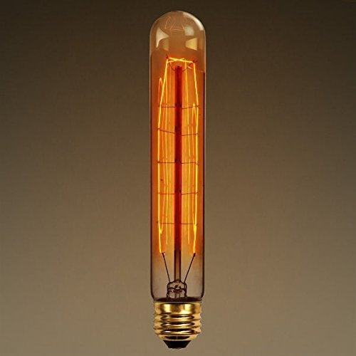 CTKcom Vintage Edison Light Bulbs, 40W Tubular Antique Incandescent, Gold Glass, 4 Pack, E26/E27 Base for Industrial Lighting